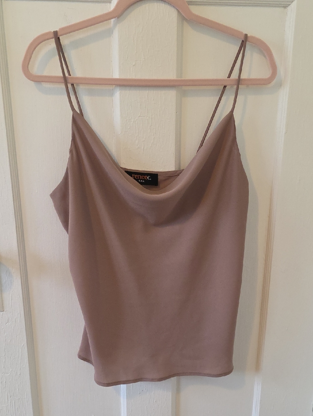 Renee C. Taupe Cowl Neck Camisole